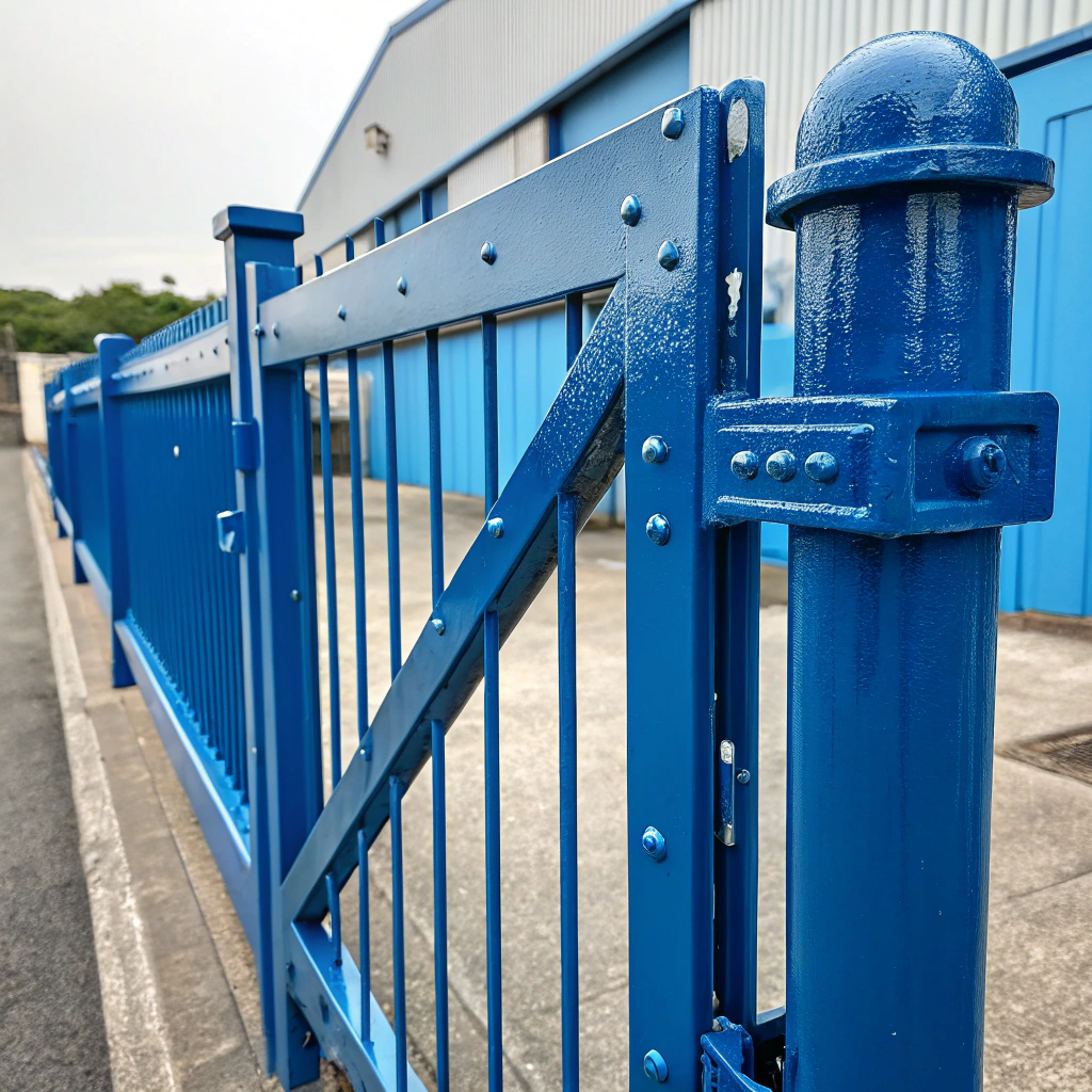 a freshly painted metal gate or industrial part
