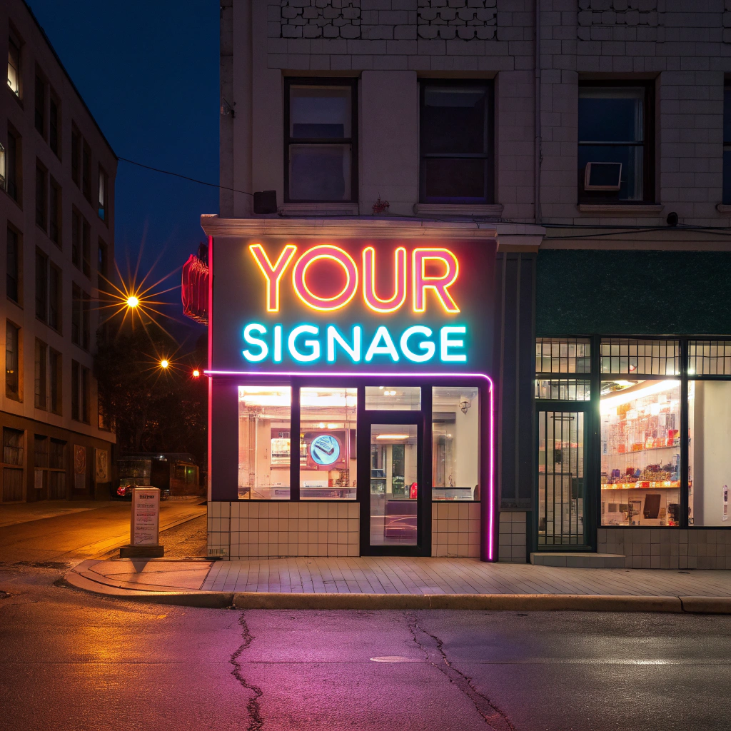 image a glowing neon sign or a storefront with yo (1)
